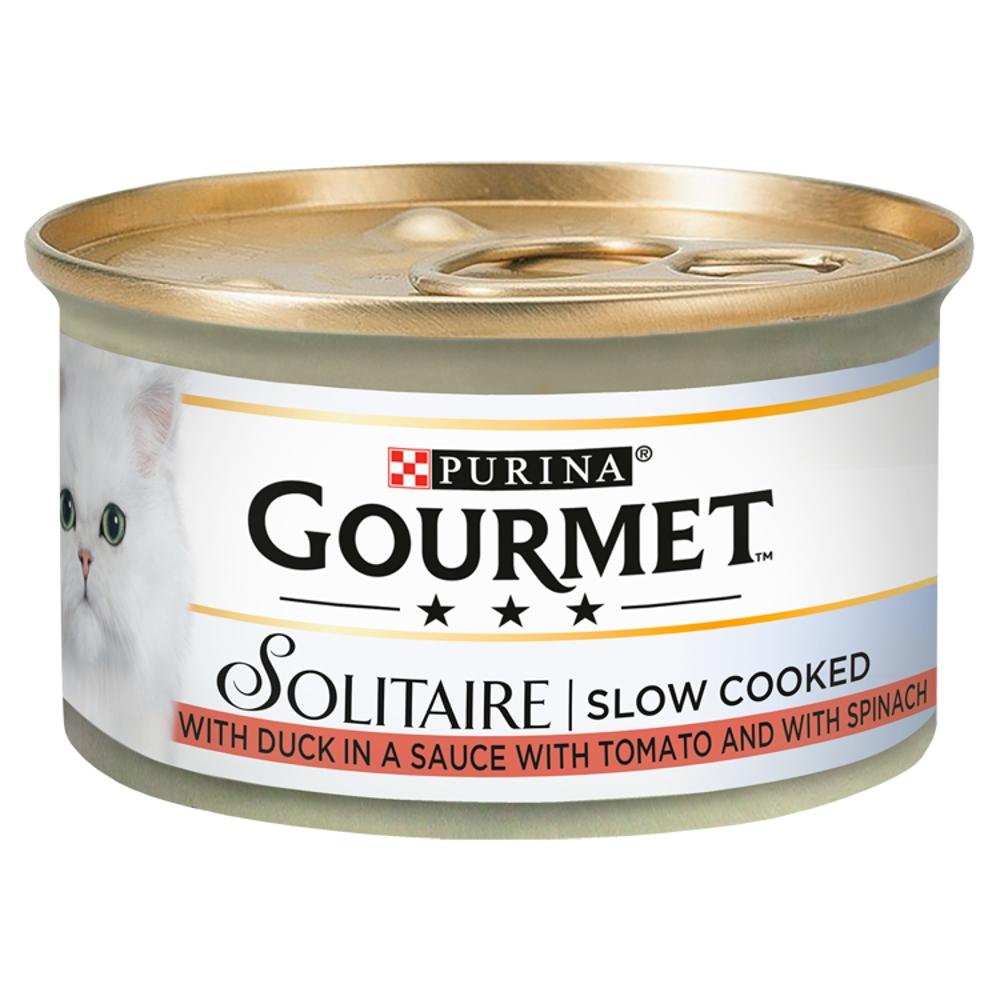 Gourmet Solitaire Duck Veg Wet Cat Food Tins 12 x 85g